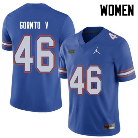 Women's Florida Gators #46 Harry Gornto V NCAA Jordan Brand Royal Authentic Stitched College Football Jersey IRN8262YM